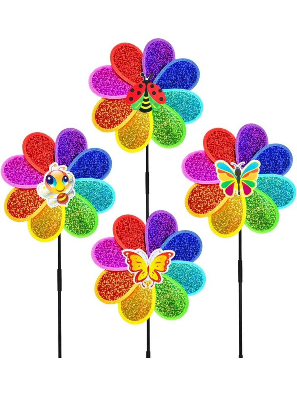 Colorful Outdoor Wind Spinners - Garden Decor Pinwheels, Scare Birds & Deter